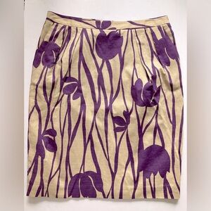 Women’s Floral Pencil Skirt, Size 8, Tan/Purple, NWT, by Attention